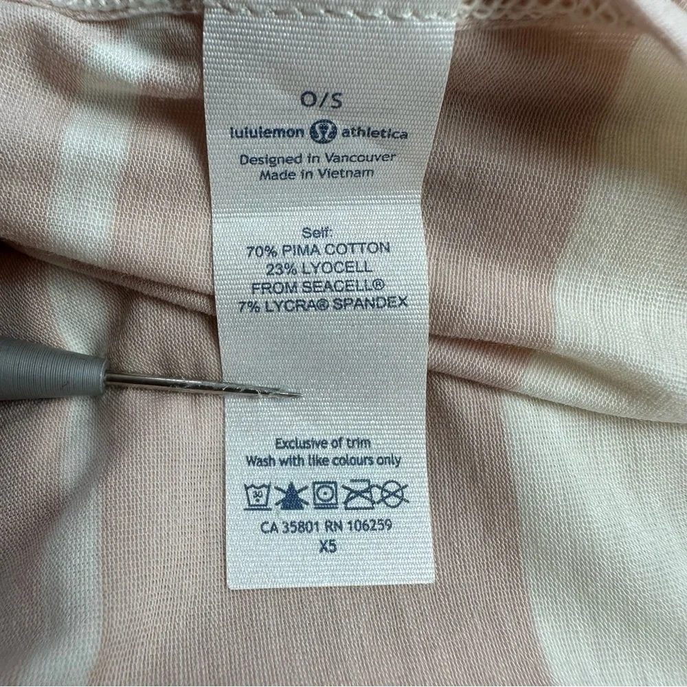 Lululemon Vinyasa Scarf One Size Pima Cotton Striped light pink & cream
